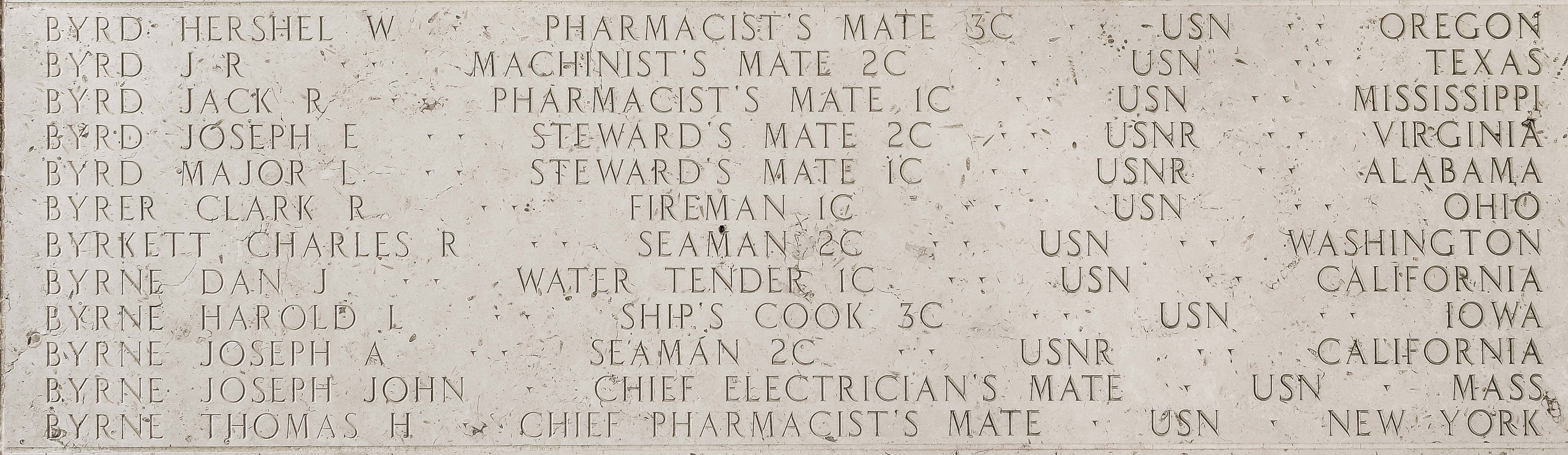 Hershel W. Byrd, Pharmacist's Mate Third Class